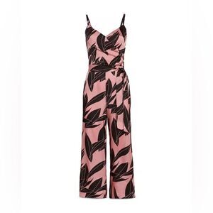 Ted Baker Diantha pink Black Sour Cherry Palm-Printed Jumpsuit NWT 4 US 10